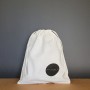 Grand pochon en tissu blanc cassé personnalisé