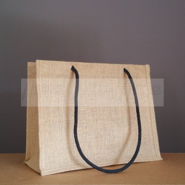 sac en toile de jute personnalisable avec cordes noires