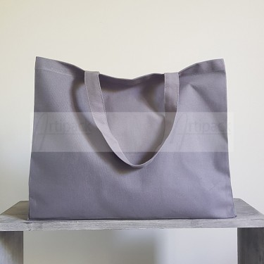 grand sac cabas en coton gris personnalisable