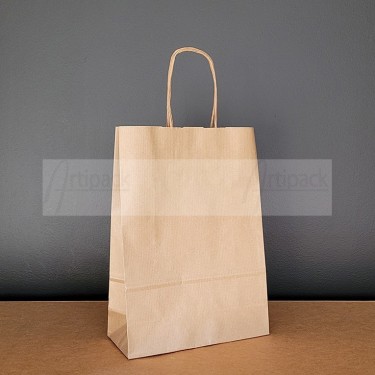 petit sac papier kraft personnalisable avec poignées torsadées